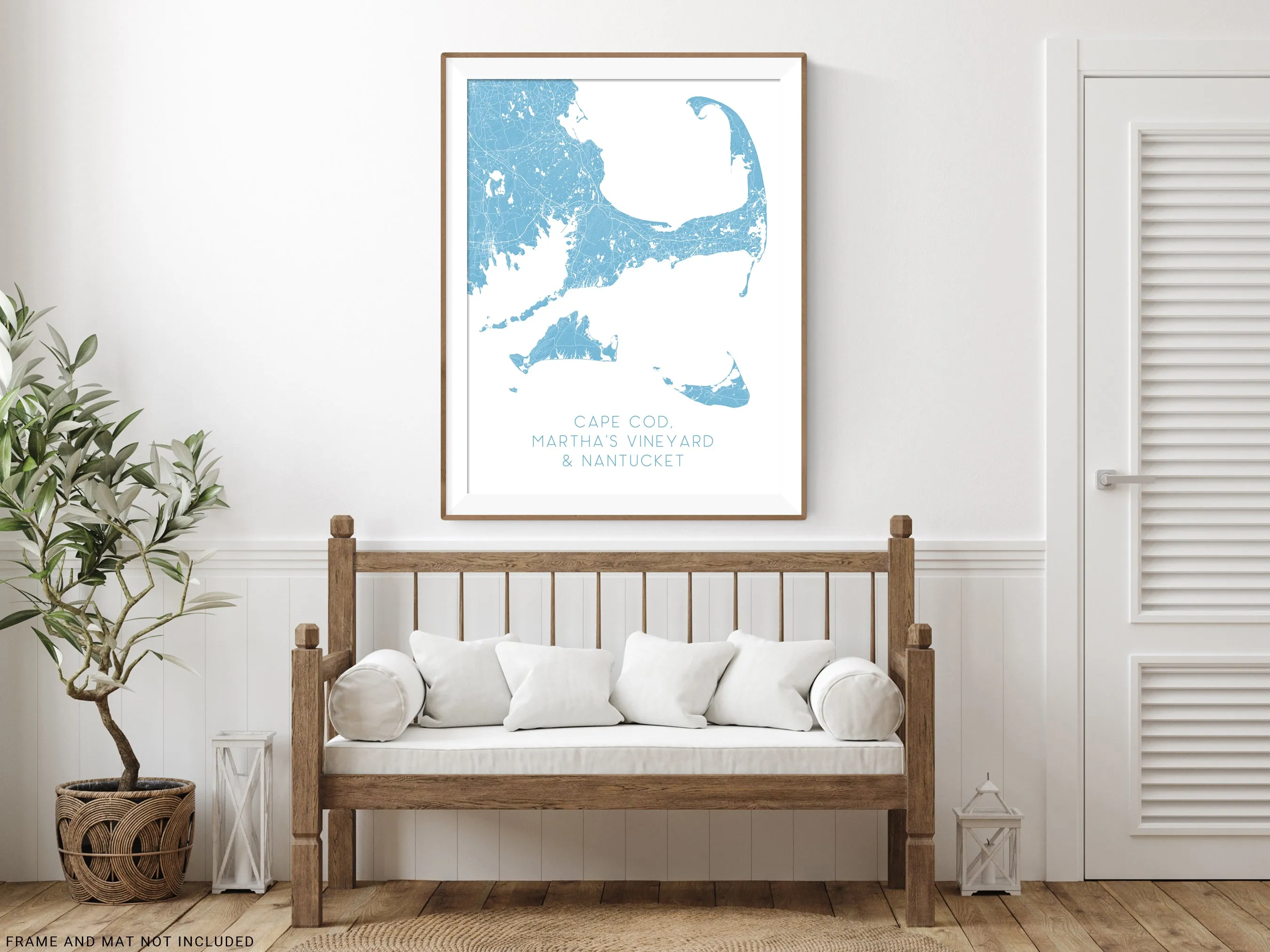Cape Cod, Nantucket and Marthas Vineyard Island Map Print Poster, Massachusetts Islands Street Road Maps