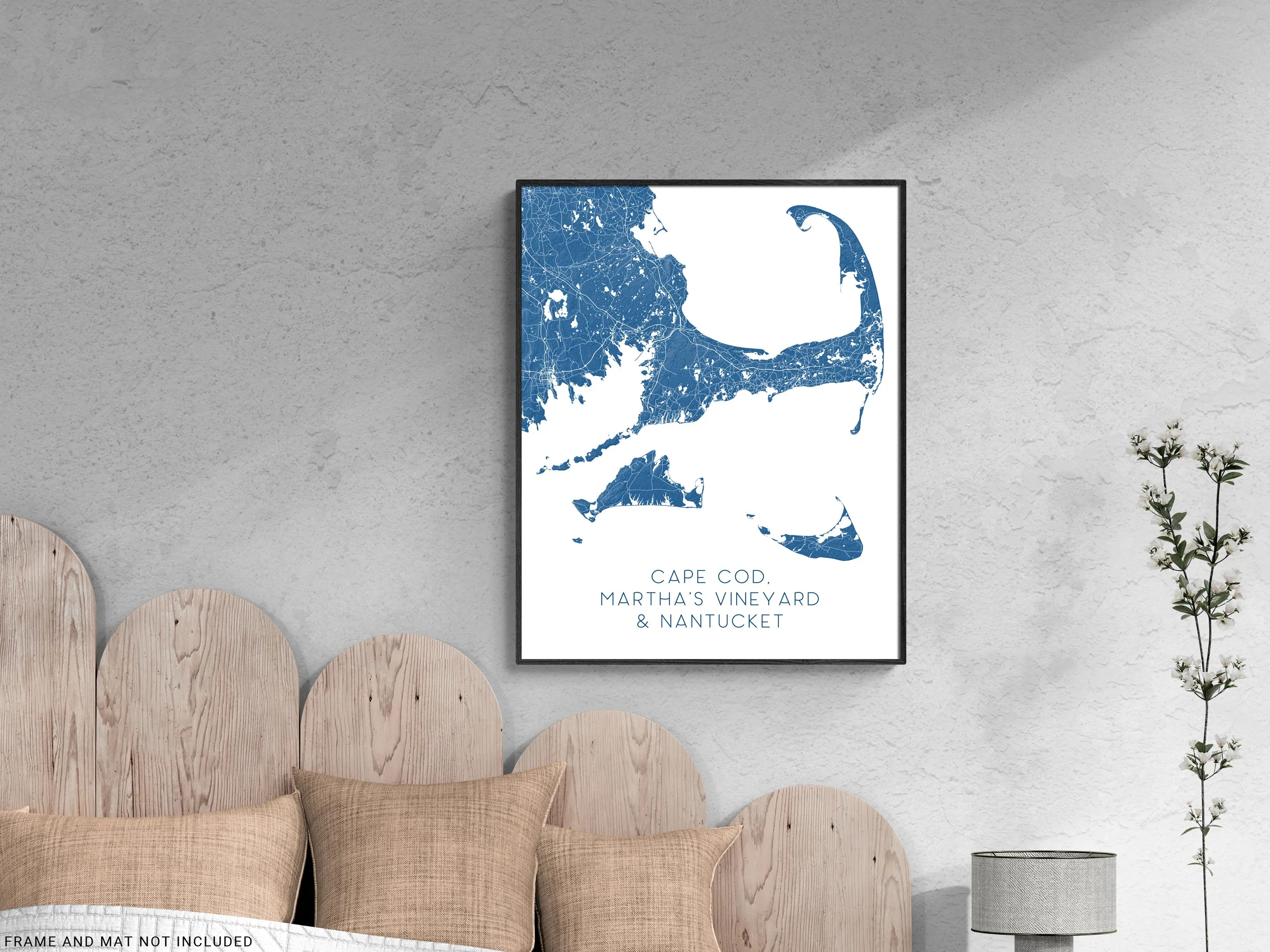 Cape Cod, Nantucket and Marthas Vineyard Island Map Print Poster, Massachusetts Islands Street Road Maps