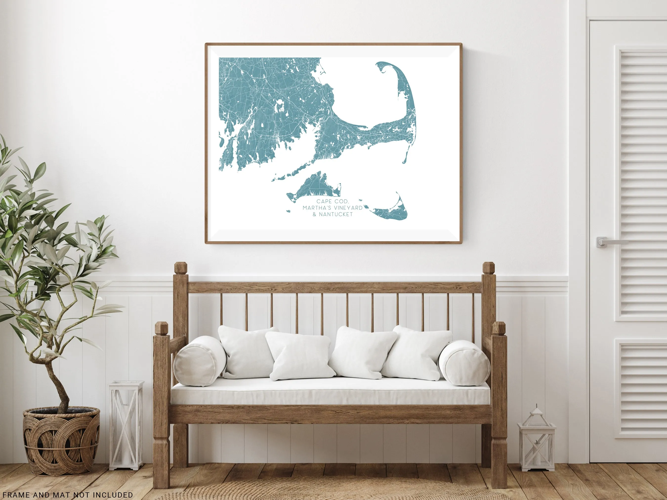 Cape Cod, Nantucket and Marthas Vineyard Island Map Print Poster, Massachusetts Islands Street Road Maps