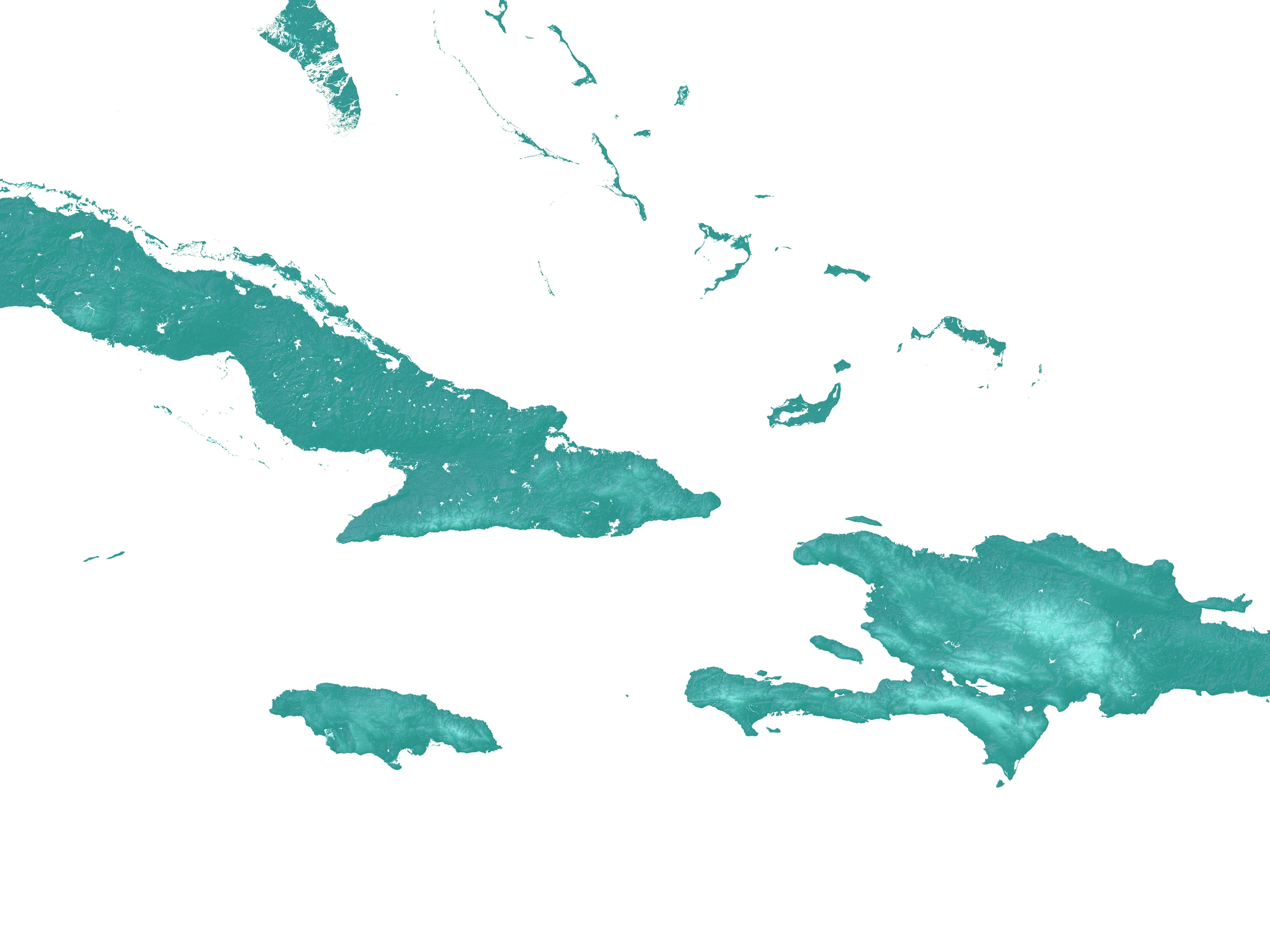Caribbean Islands Map Print, Turquoise Wall Art Poster, Jamaica Barbados Cuba USVI