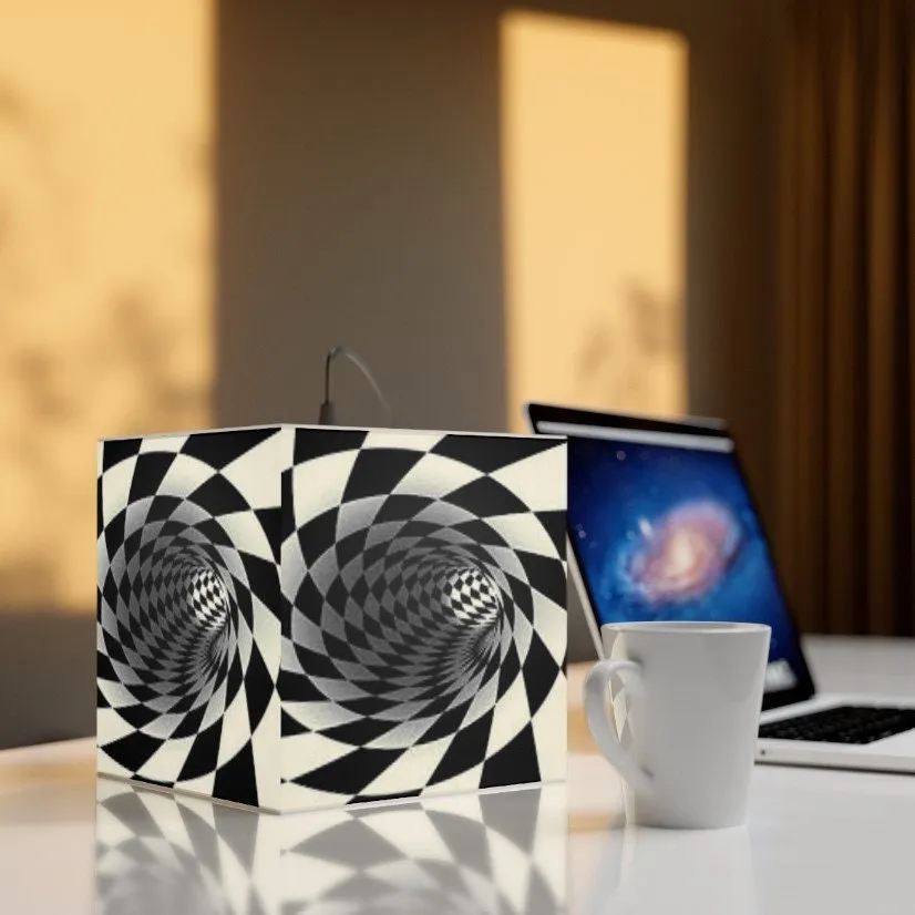 Checker Vortex Cube Lamp, Hypnotic,Optic Art Printed Square Cube Lamp/Contemporary/Modern/Trendy Light/Home Decor Gifts, Stackable Lights