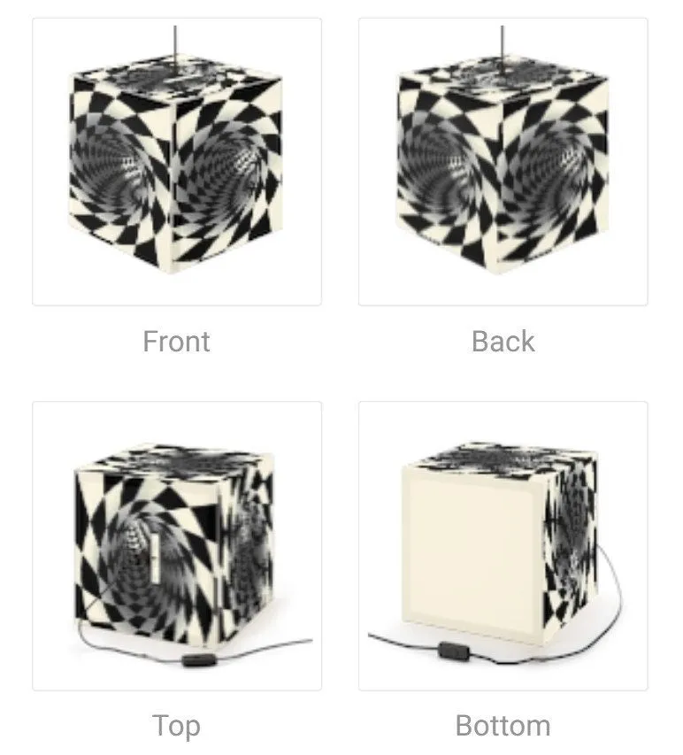 Checker Vortex Cube Lamp, Hypnotic,Optic Art Printed Square Cube Lamp/Contemporary/Modern/Trendy Light/Home Decor Gifts, Stackable Lights