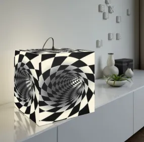 Checker Vortex Cube Lamp, Hypnotic,Optic Art Printed Square Cube Lamp/Contemporary/Modern/Trendy Light/Home Decor Gifts, Stackable Lights
