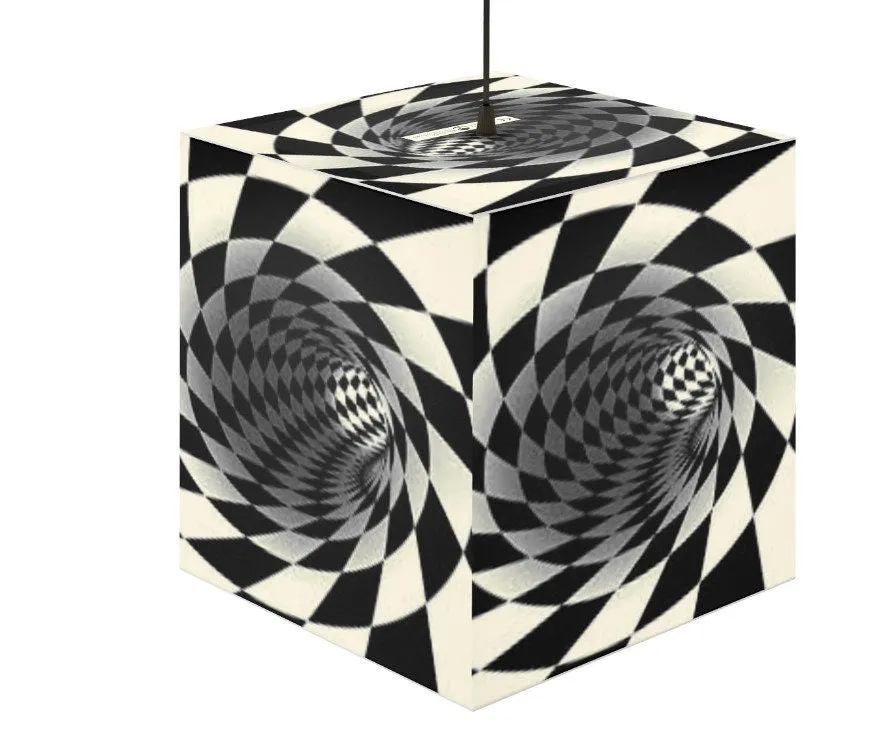 Checker Vortex Cube Lamp, Hypnotic,Optic Art Printed Square Cube Lamp/Contemporary/Modern/Trendy Light/Home Decor Gifts, Stackable Lights