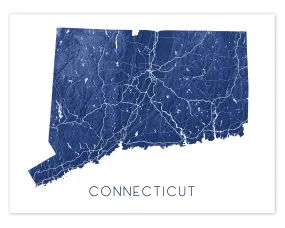 Connecticut Map Print - Topographic Map of Connecticut State Wall Art Prints, CT Maps