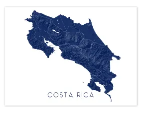 Costa Rica Map Print - Map of Costa Rica Wall Art Poster, Country Maps