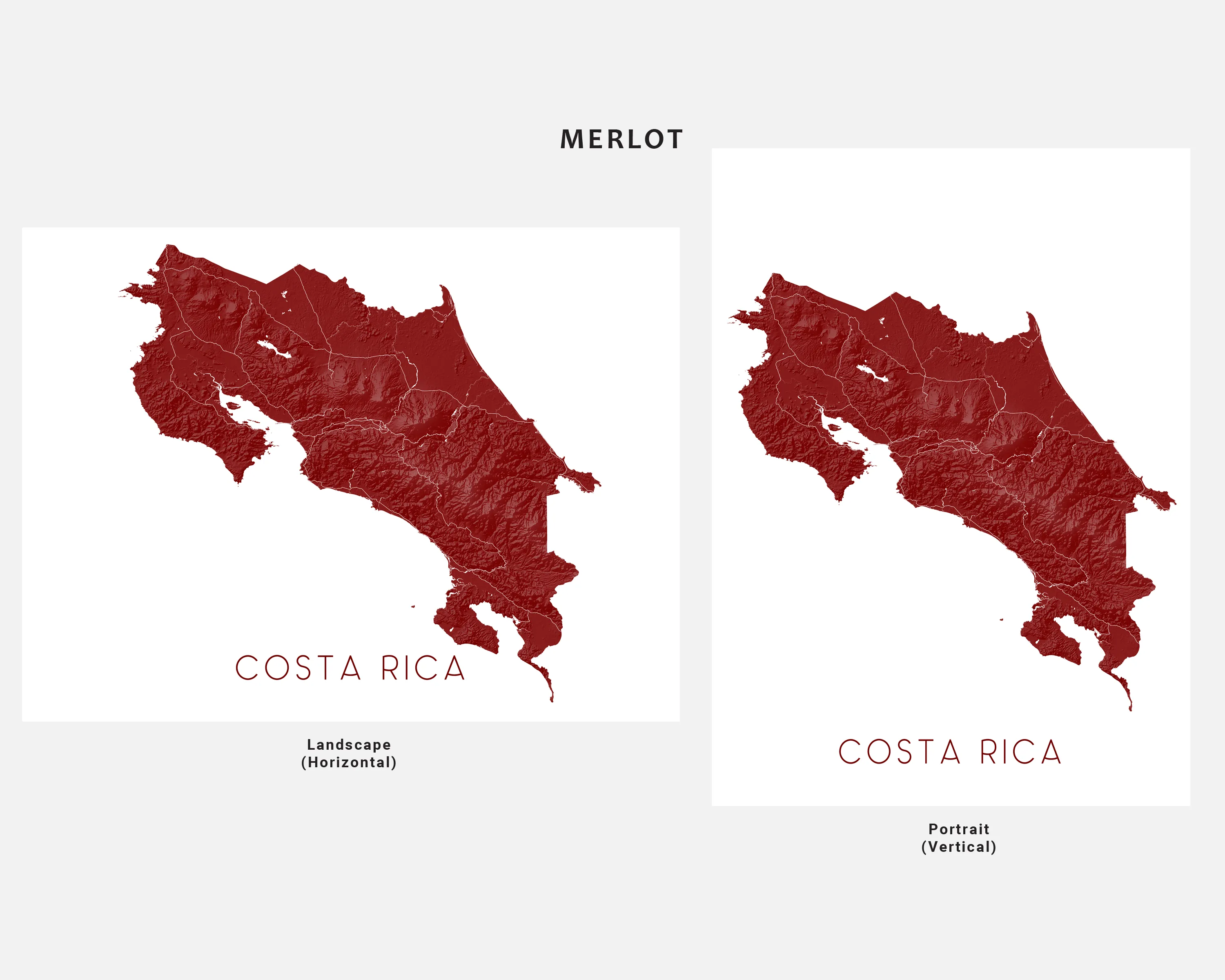 Costa Rica Map Print - Map of Costa Rica Wall Art Poster, Country Maps