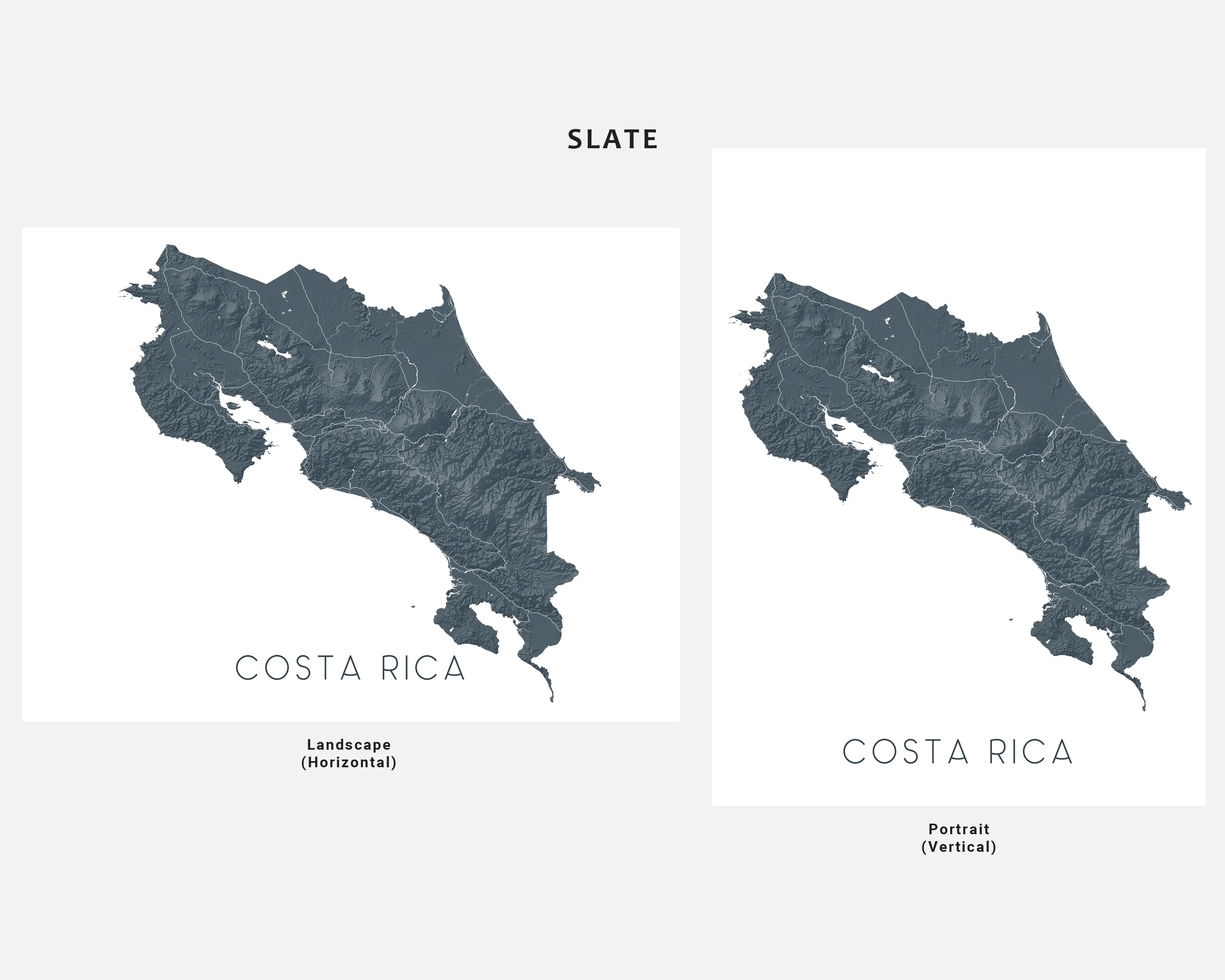 Costa Rica Map Print - Map of Costa Rica Wall Art Poster, Country Maps