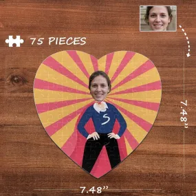 Custom Face Mother's Day Heart-Shaped Jigsaw Puzzle Best Indoor Gifts For Lover 75 Pieces