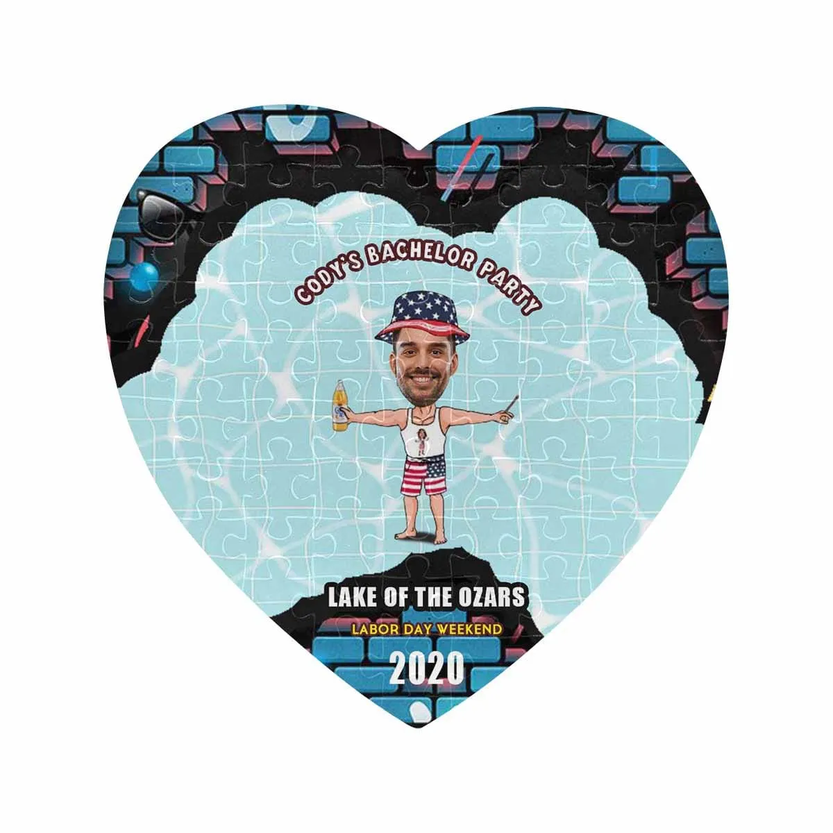 Custom Face Party Heart-Shaped Jigsaw Puzzle Best Indoor Gifts For Lover 75 Pieces