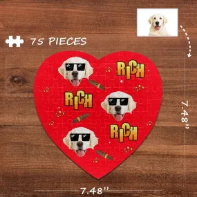 Custom Face Rich Heart-Shaped Jigsaw Puzzle Best Indoor Games 75 Pieces