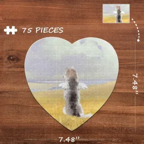 Custom Photo Angel Dog Heart-Shaped Jigsaw Puzzle Best Indoor Gifts For Lover 75 Pieces