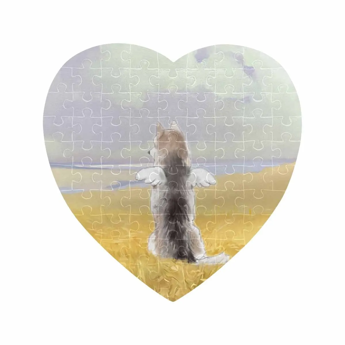 Custom Photo Angel Dog Heart-Shaped Jigsaw Puzzle Best Indoor Gifts For Lover 75 Pieces