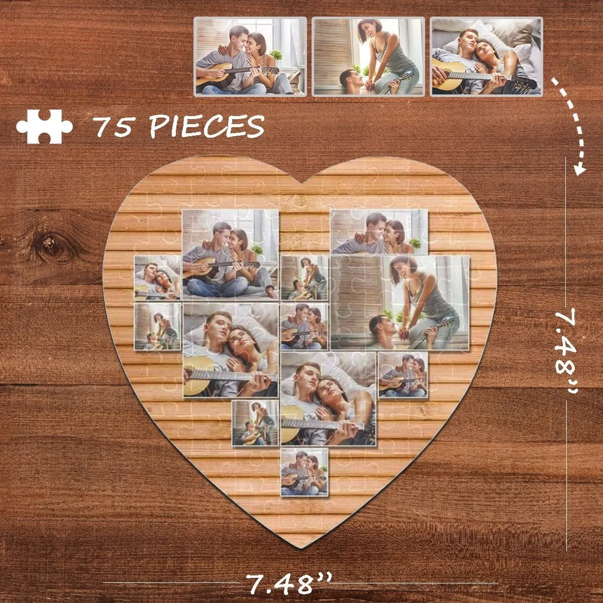 Custom Photo Darling Heart-Shaped Jigsaw Puzzle Best Indoor Gifts For Lover 75 Pieces