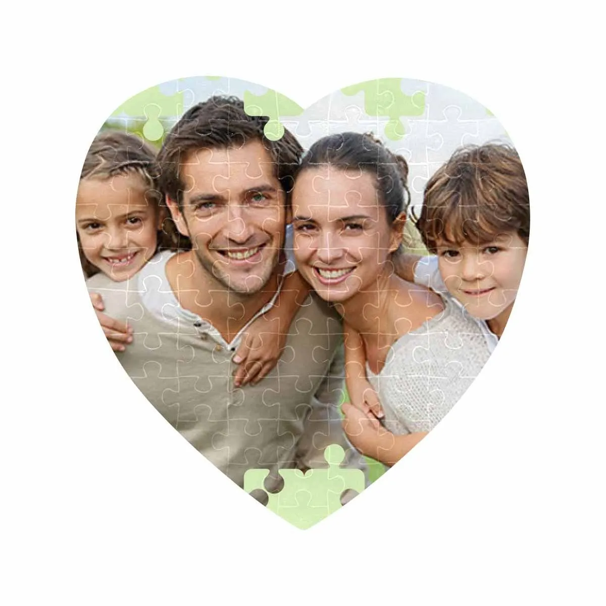 Custom Photo Family Heart-Shaped Jigsaw Puzzle Best Indoor Gifts For Lover 75 Pieces