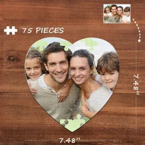 Custom Photo Family Heart-Shaped Jigsaw Puzzle Best Indoor Gifts For Lover 75 Pieces