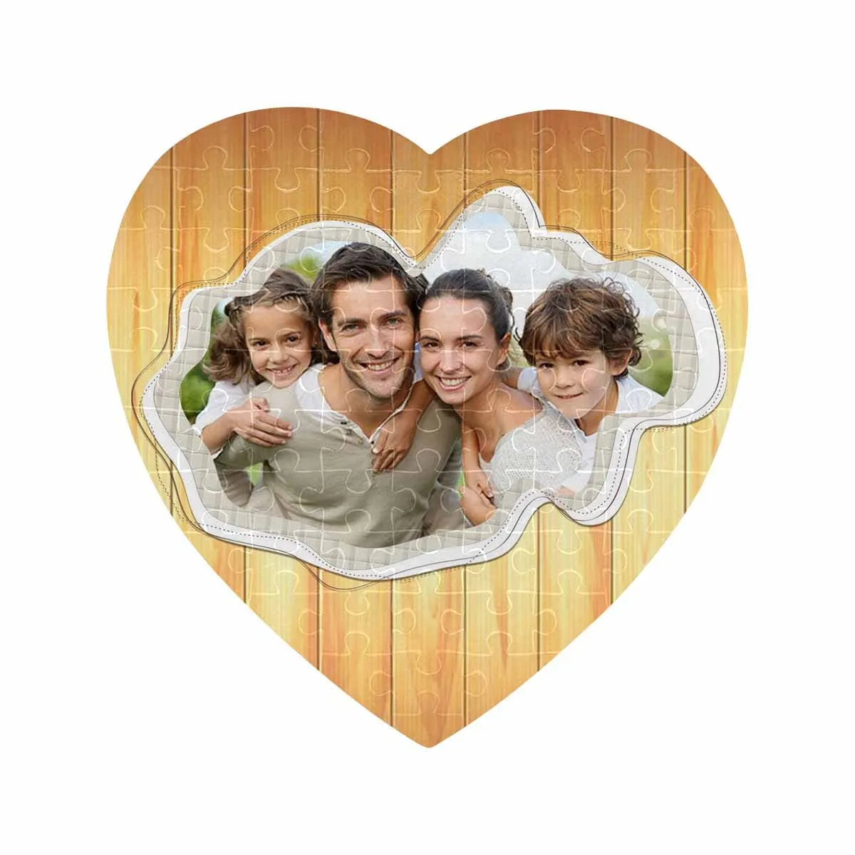 Custom Photo Happy Family Heart-Shaped Jigsaw Puzzle Best Indoor Gifts For Lover 75 Pieces