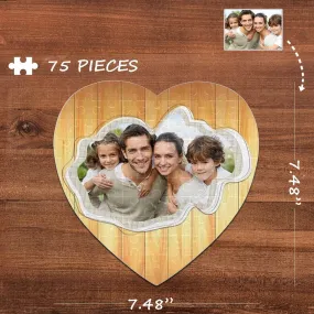 Custom Photo Happy Family Heart-Shaped Jigsaw Puzzle Best Indoor Gifts For Lover 75 Pieces