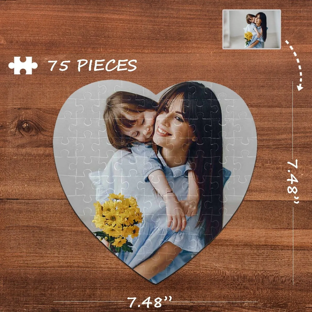 Custom Photo Heart-Shaped Puzzle 75 Pieces