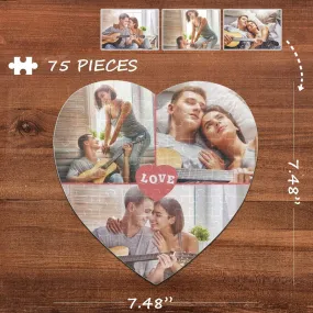 Custom Photo Love Heart-Shaped Jigsaw Puzzle Best Indoor Gifts For Lover 75 Pieces