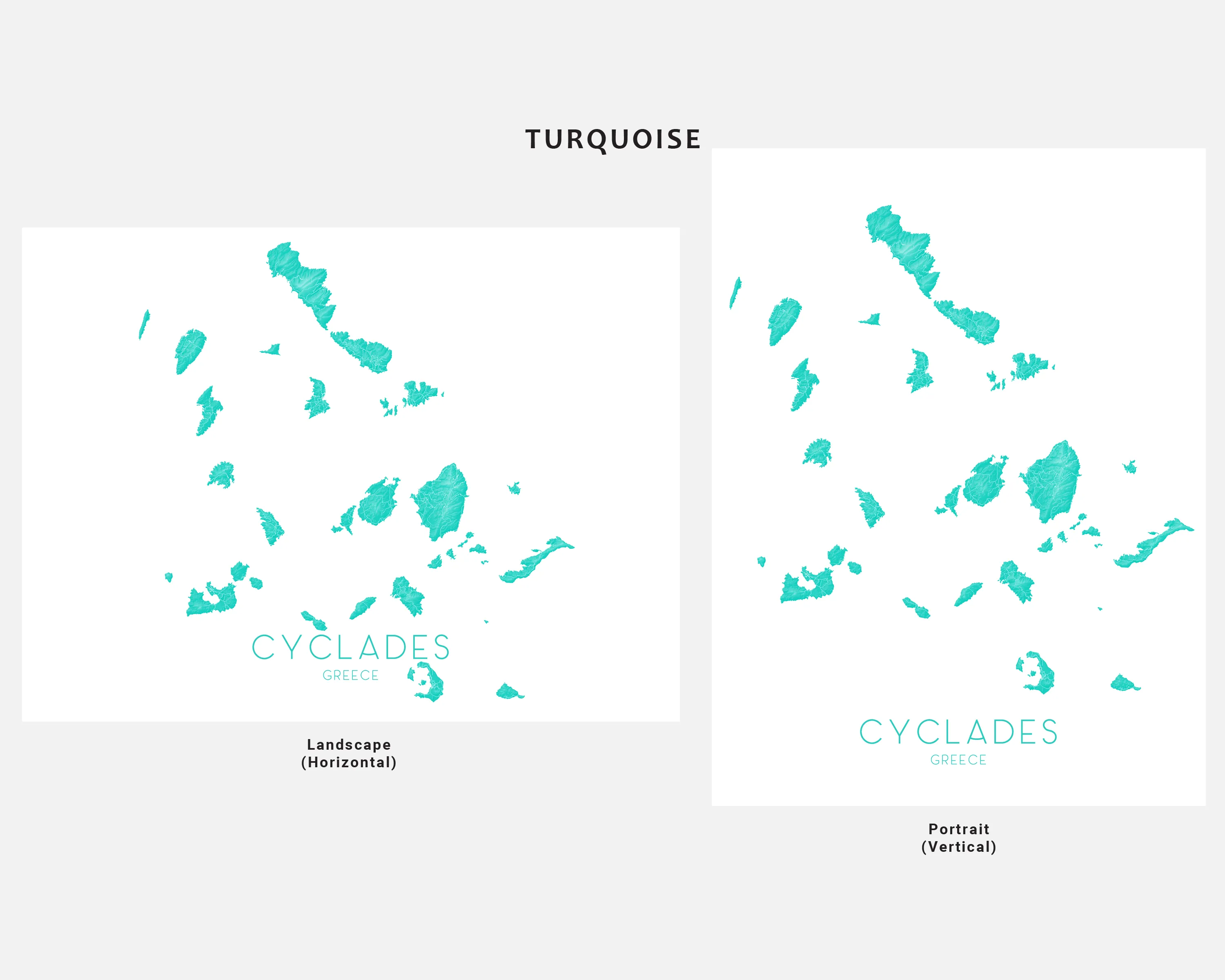 Cyclades Islands Greece Map Wall Art Print Poster, Greek Islands Santorini Thira Mykonos Naxos Paros