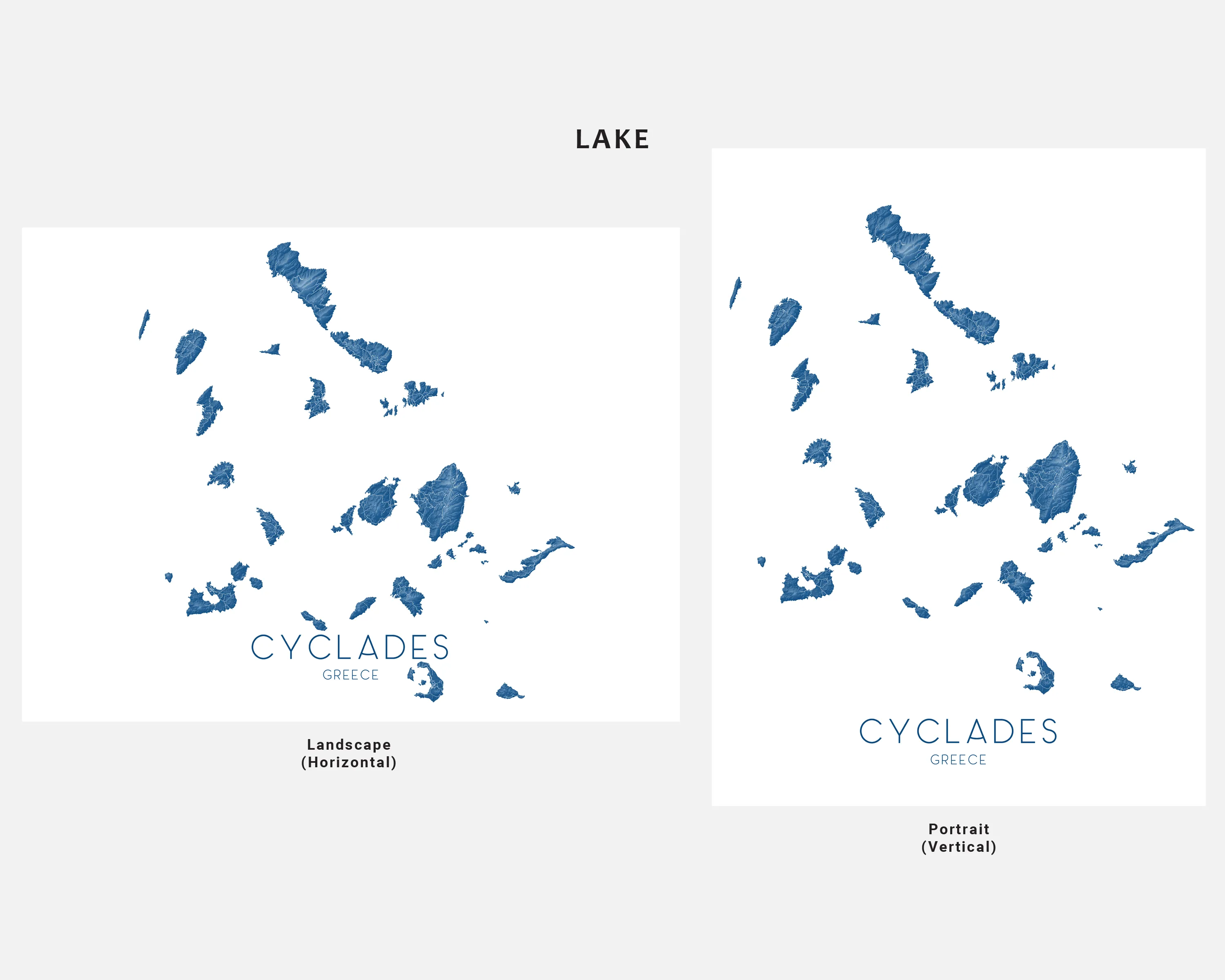 Cyclades Islands Greece Map Wall Art Print Poster, Greek Islands Santorini Thira Mykonos Naxos Paros