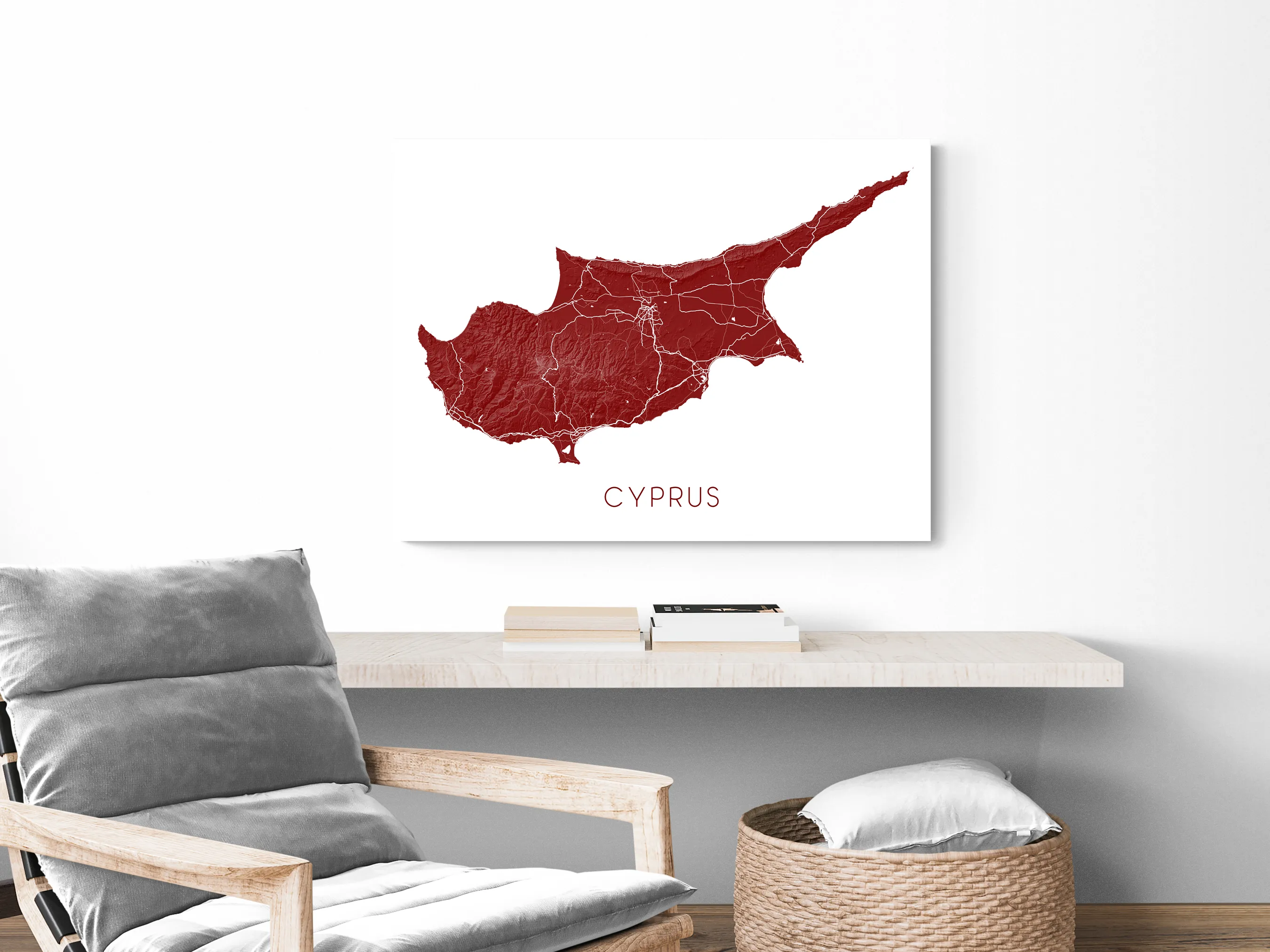 Cyprus Map Print - Topographic Map of Cyprus Wall Art Poster Maps