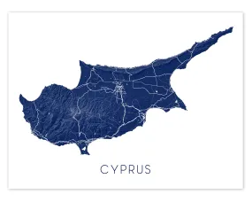 Cyprus Map Print - Topographic Map of Cyprus Wall Art Poster Maps