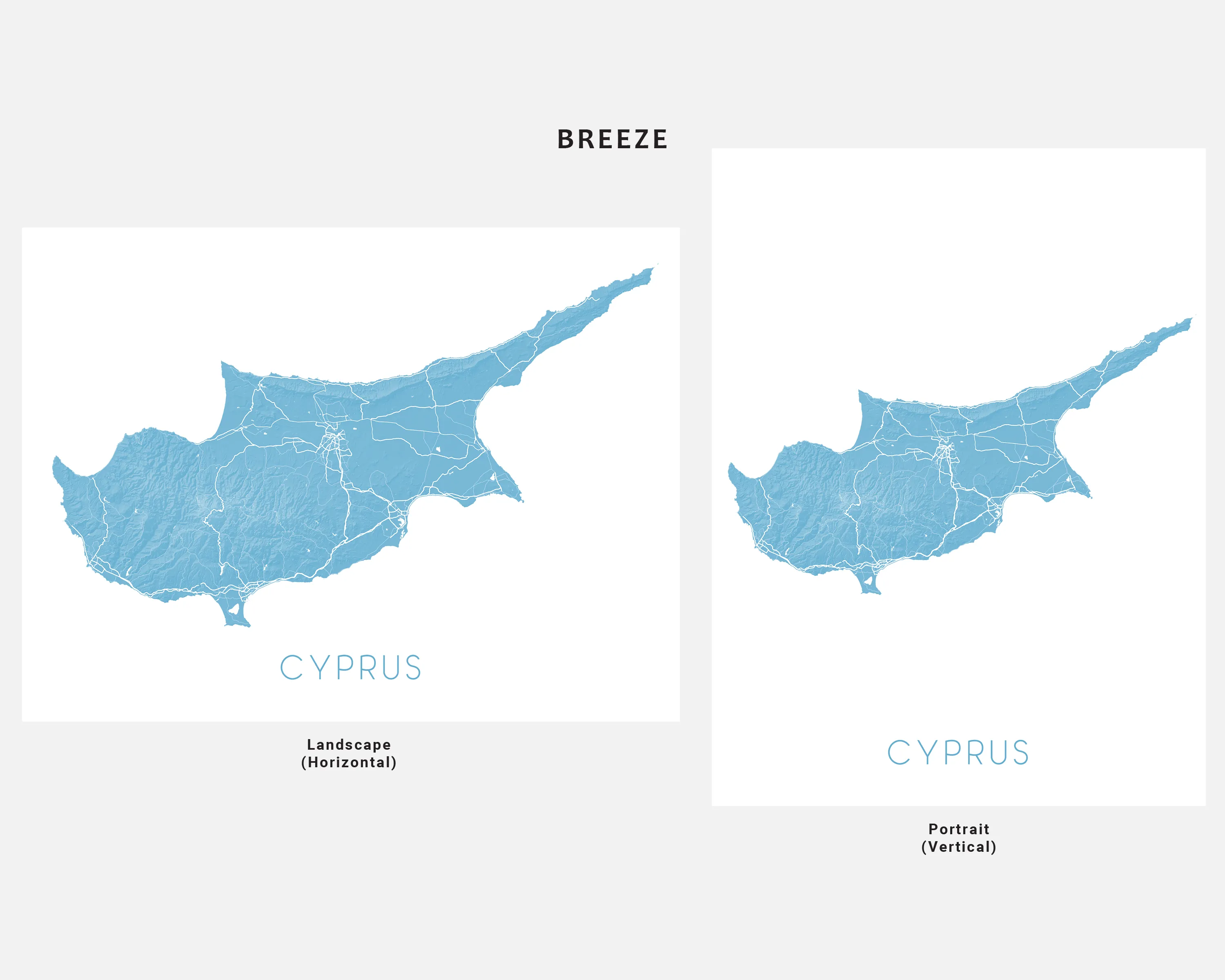 Cyprus Map Print - Topographic Map of Cyprus Wall Art Poster Maps