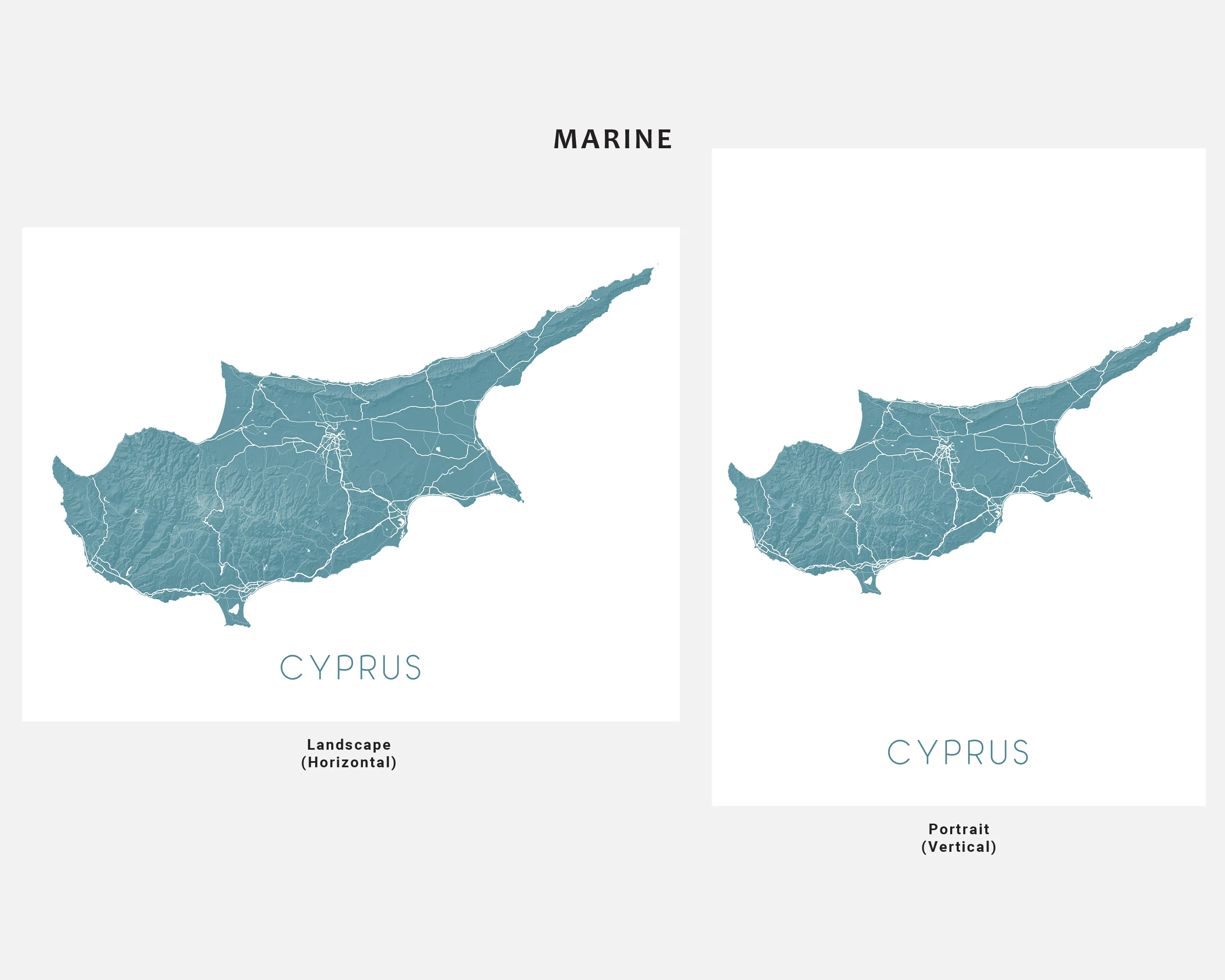 Cyprus Map Print - Topographic Map of Cyprus Wall Art Poster Maps