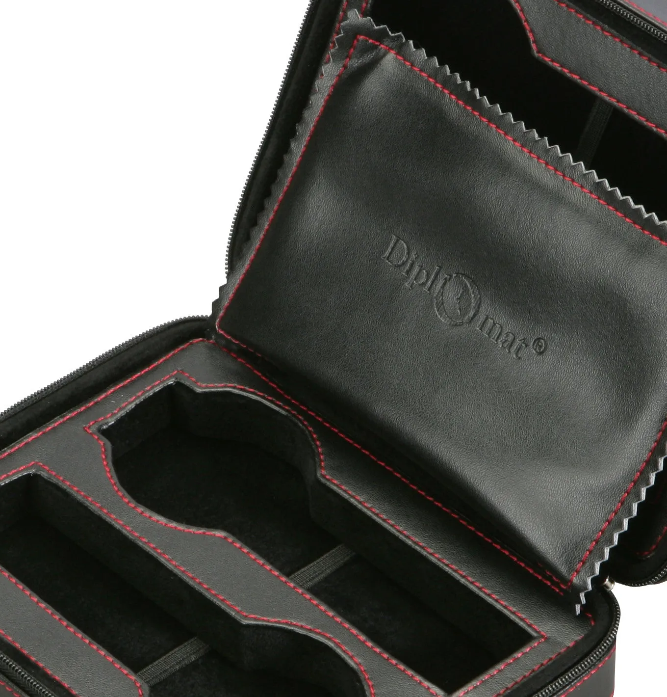 Diplomat Black Leather 4 Watch Travel Case