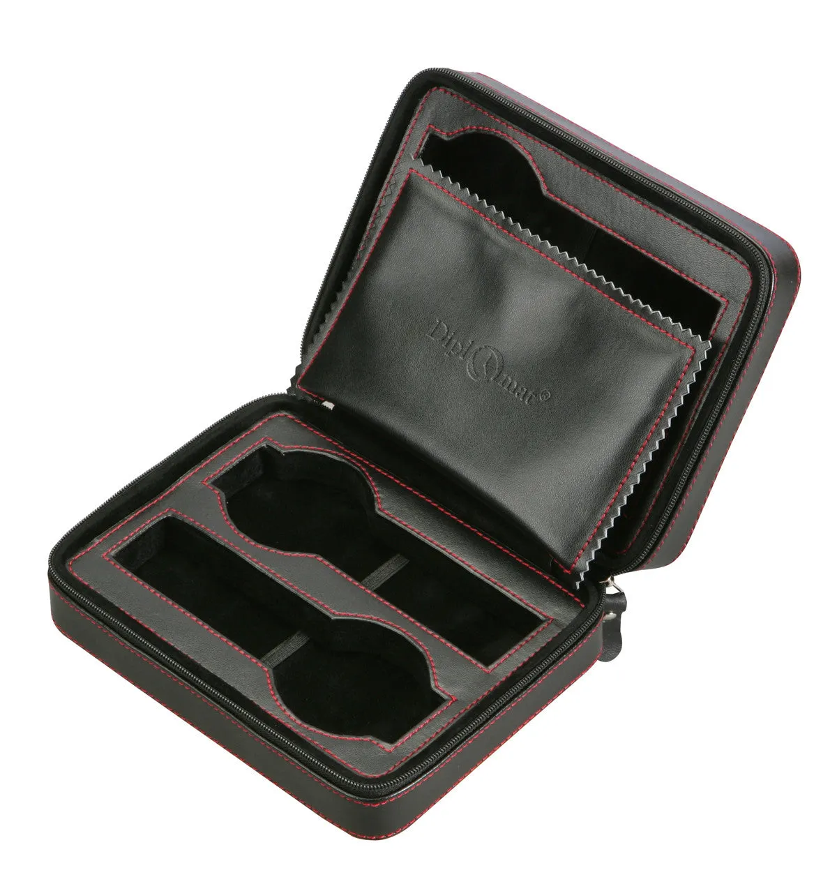 Diplomat Black Leather 4 Watch Travel Case