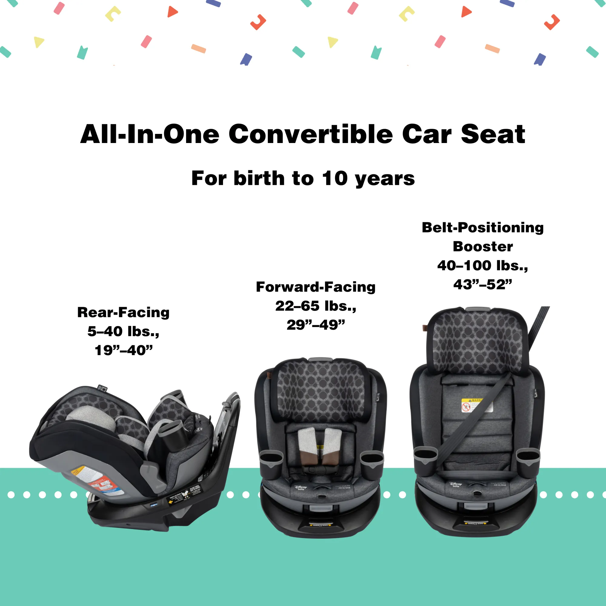 Disney Baby Turn and Go 360 Rotating All-in-One Convertible Car Seat