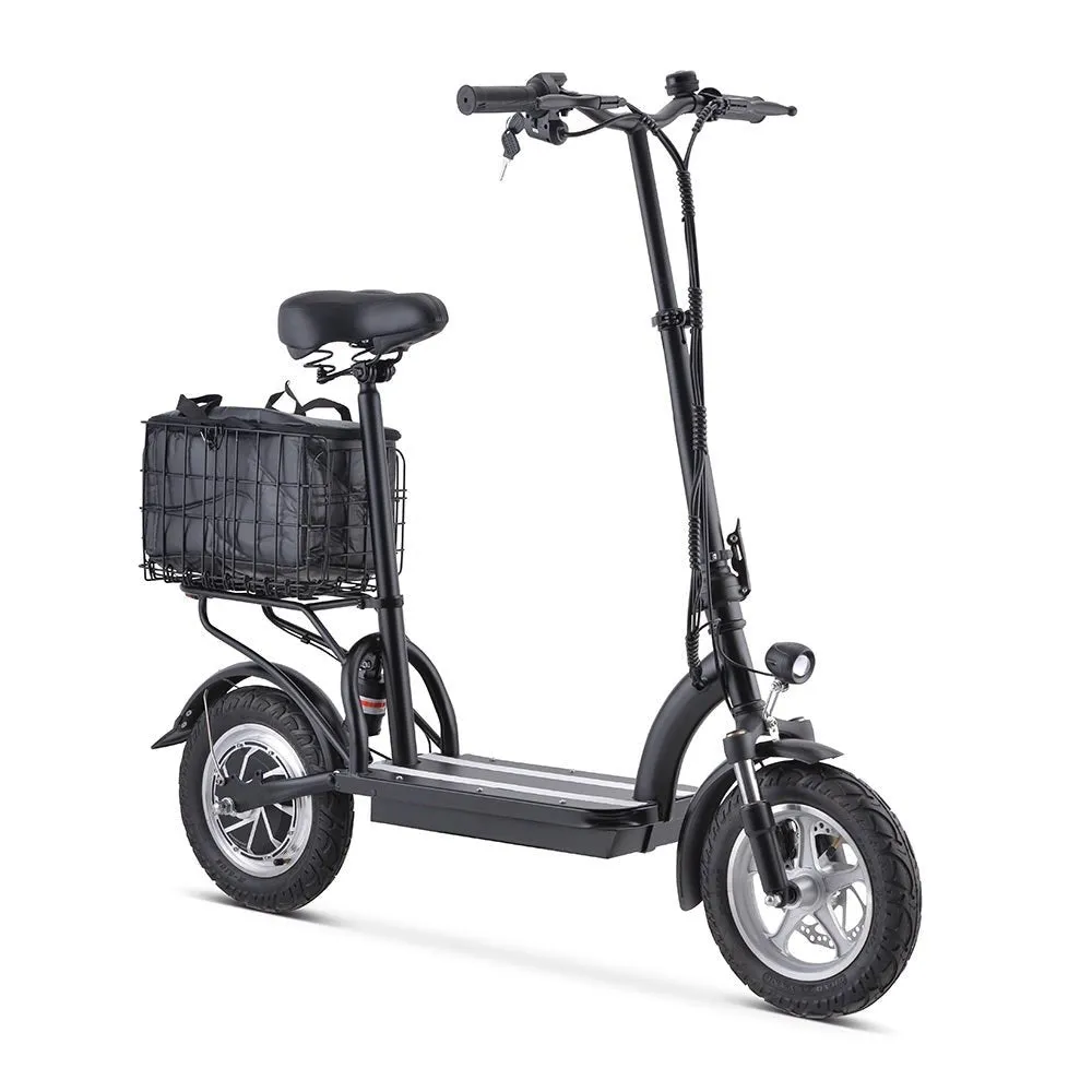 Electric Scooter With Seat And Basket Folding 10AH 350W Black i43