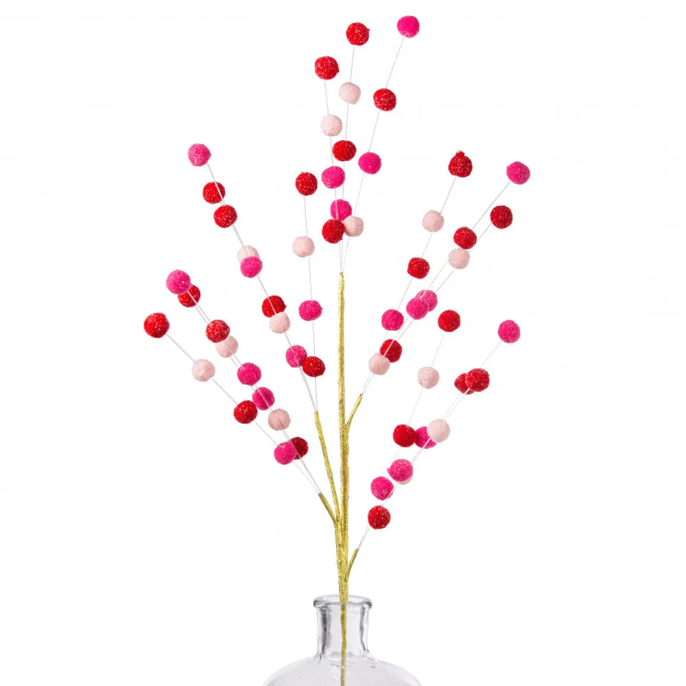 Felt Ball Spray -Pink/Fuchsia/Red/Gold, 29"
