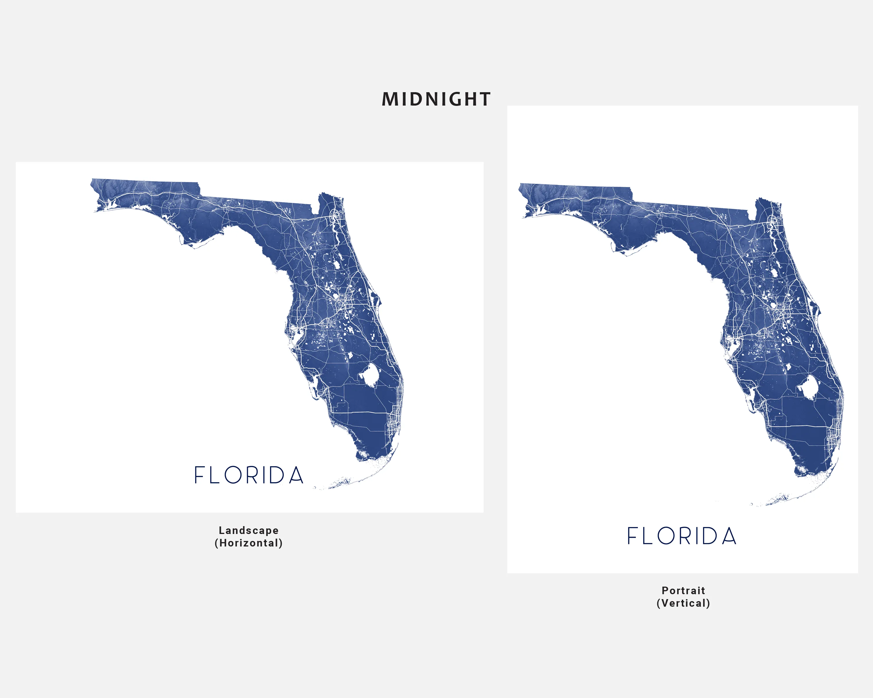 Florida Map Print - Topographic Map of Florida State Wall Art Poster