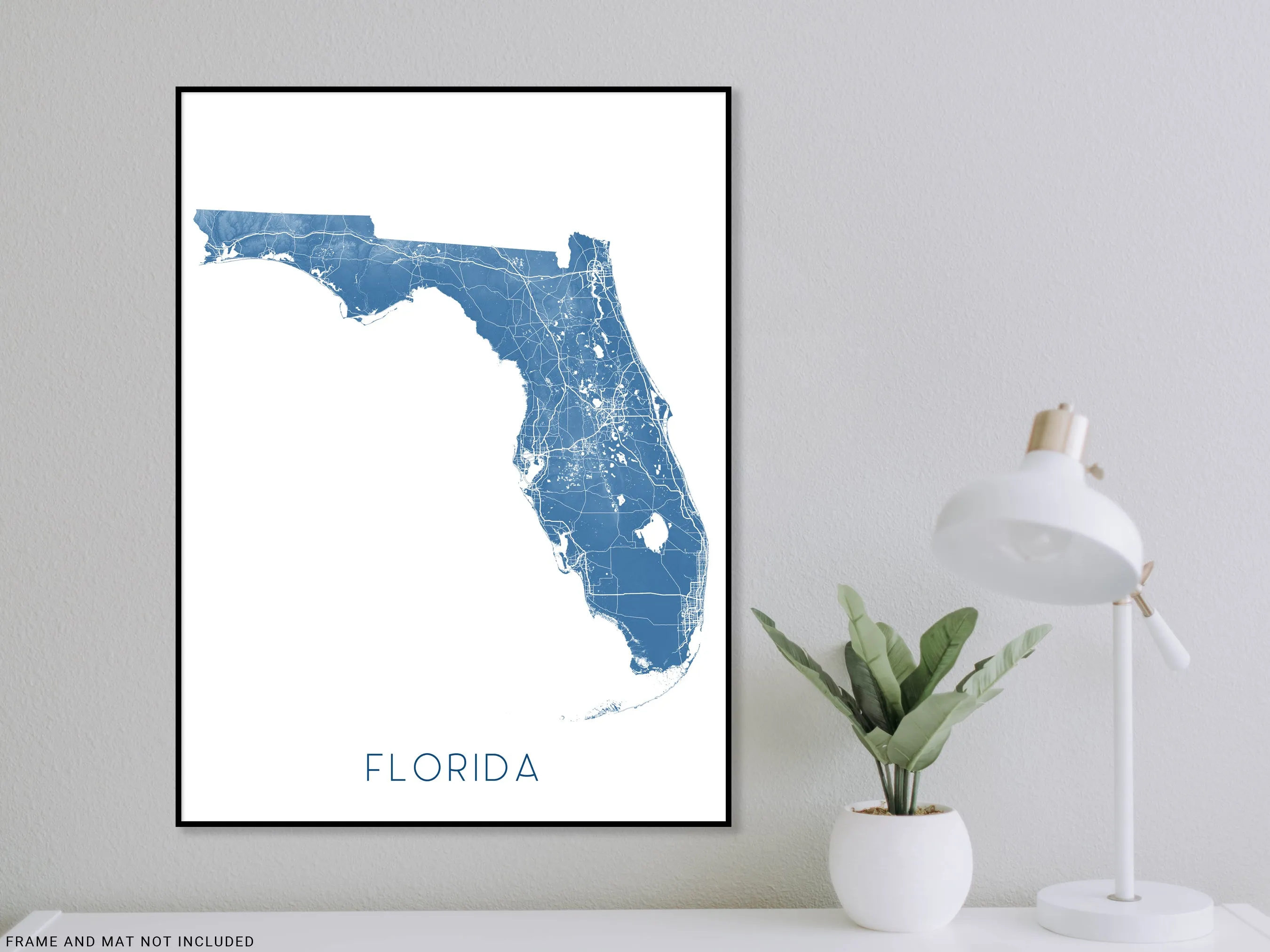 Florida Map Print - Topographic Map of Florida State Wall Art Poster