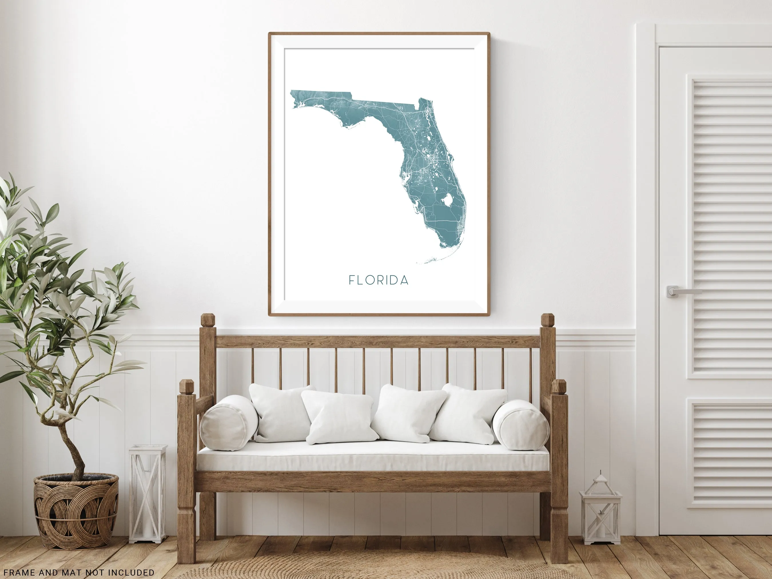 Florida Map Print - Topographic Map of Florida State Wall Art Poster