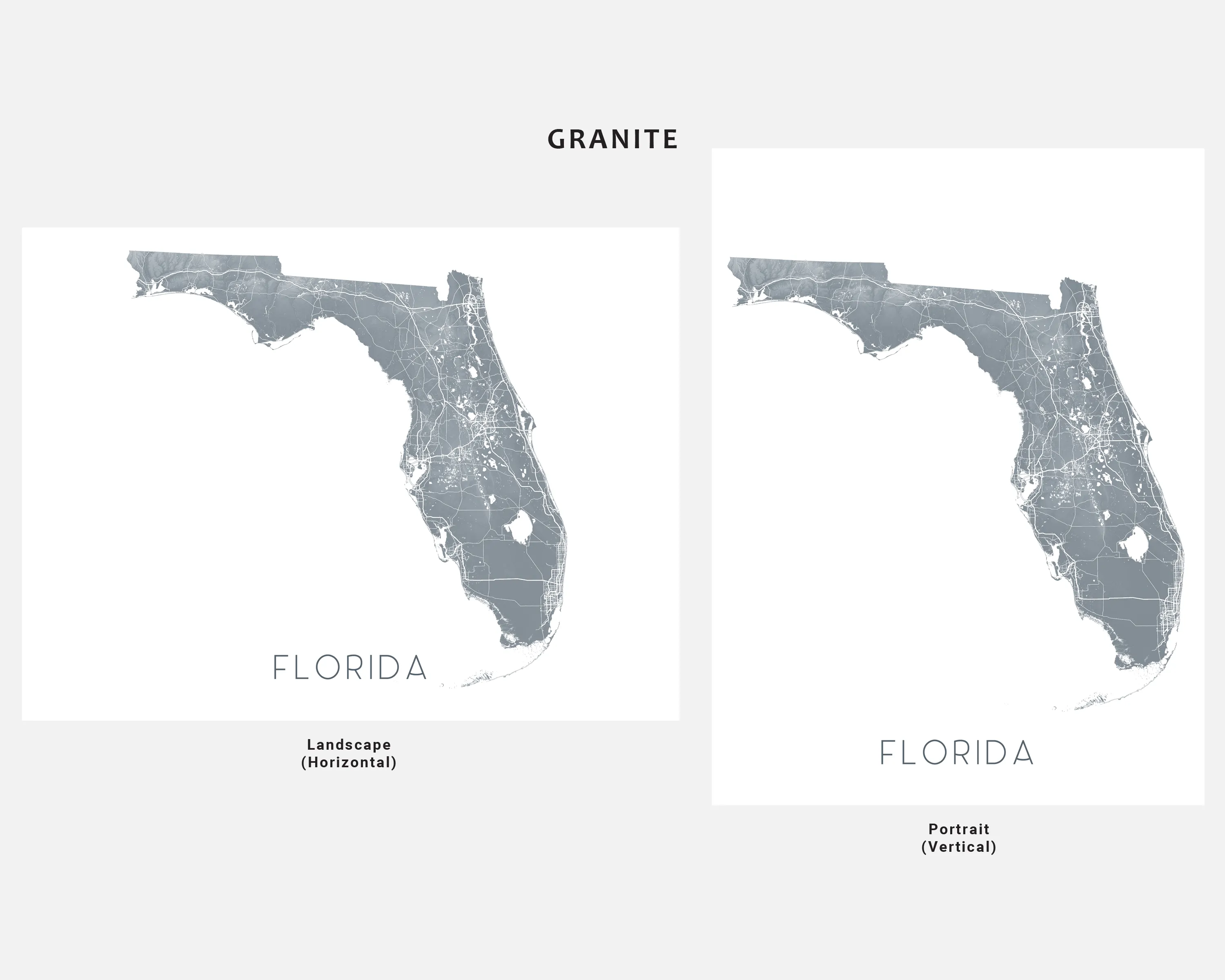 Florida Map Print - Topographic Map of Florida State Wall Art Poster