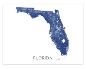 Florida Map Print - Topographic Map of Florida State Wall Art Poster