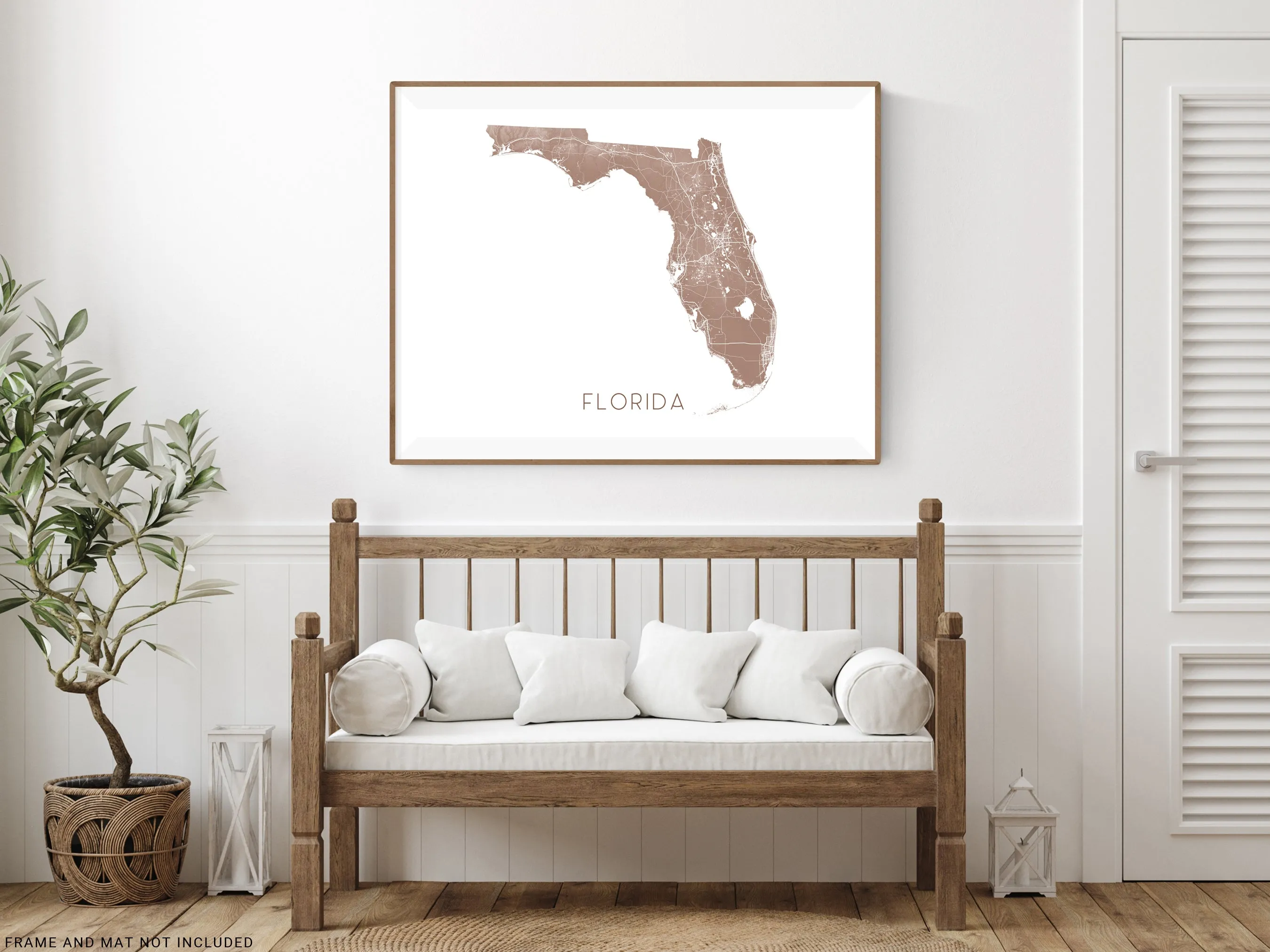 Florida Map Print - Topographic Map of Florida State Wall Art Poster