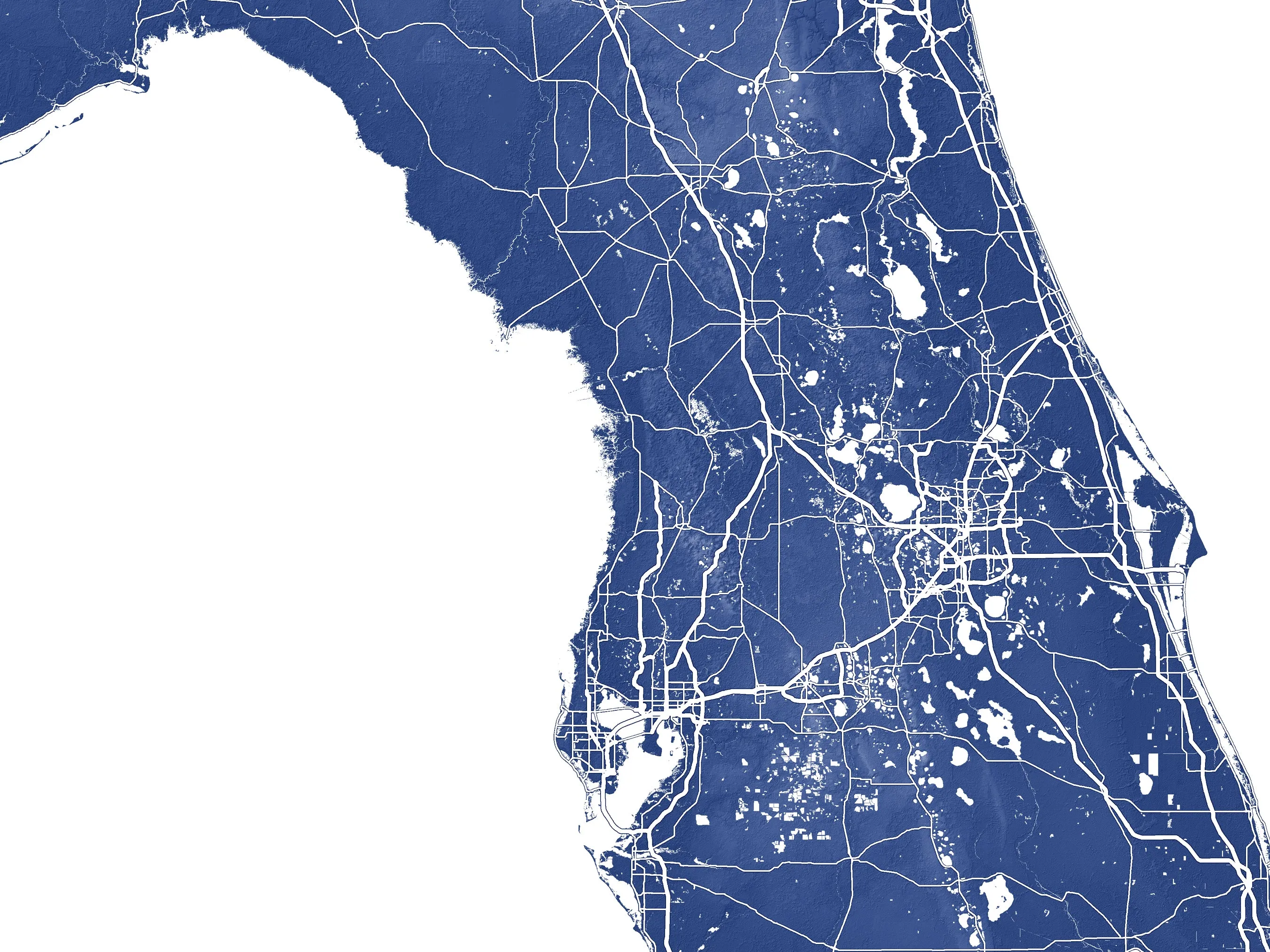 Florida Map Print - Topographic Map of Florida State Wall Art Poster