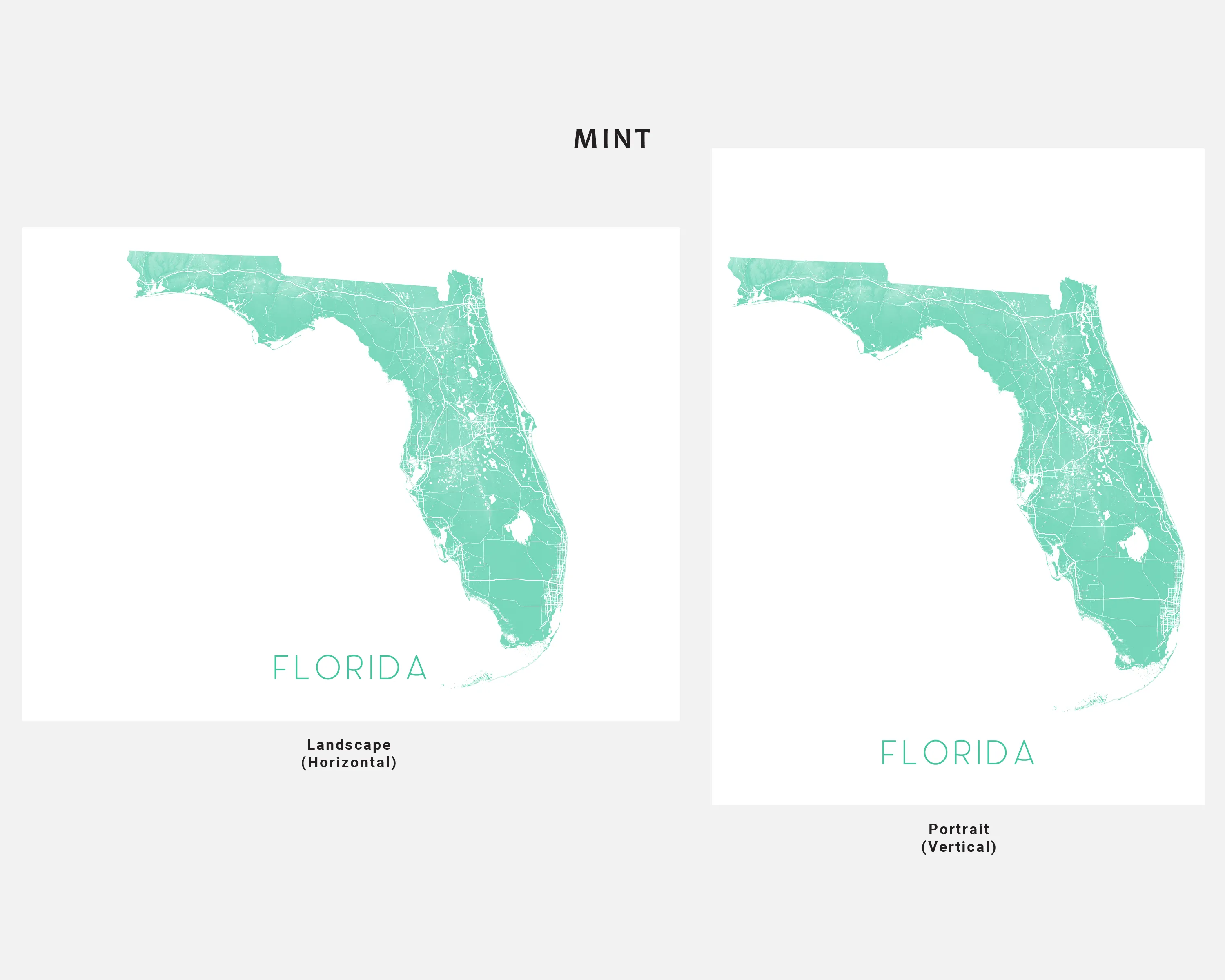 Florida Map Print - Topographic Map of Florida State Wall Art Poster