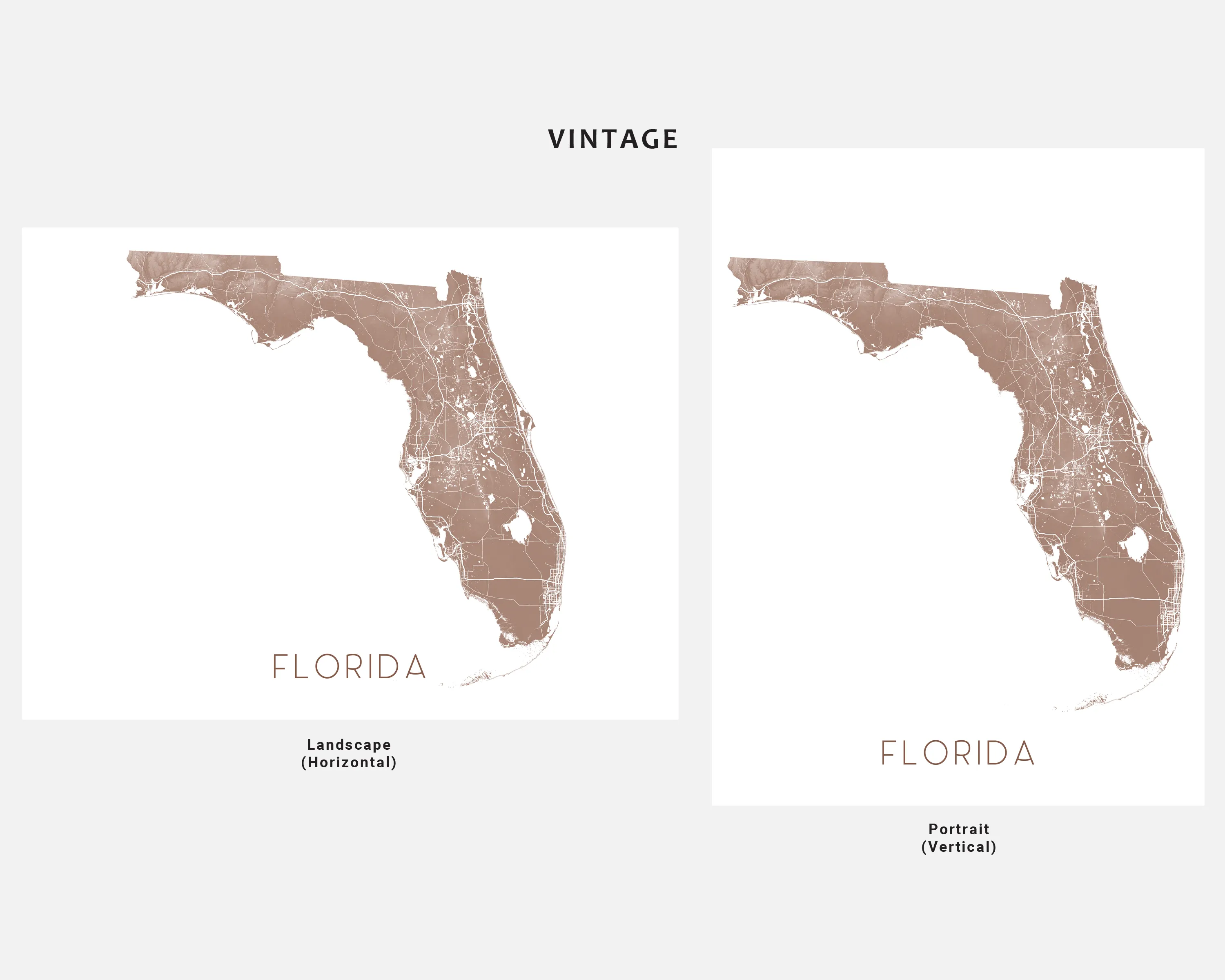 Florida Map Print - Topographic Map of Florida State Wall Art Poster