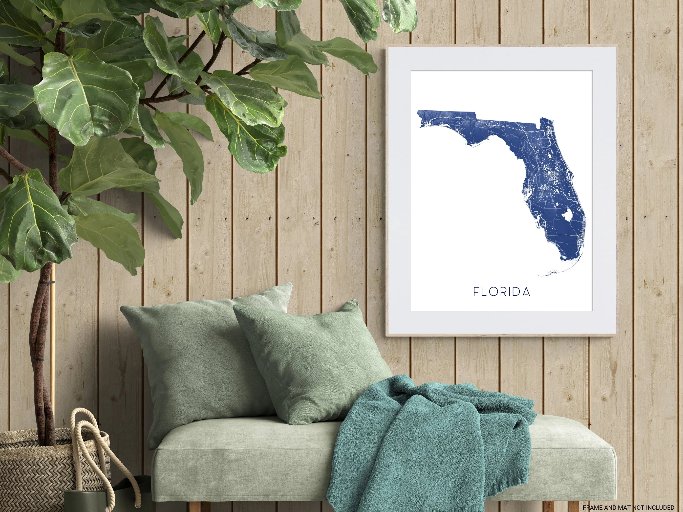 Florida Map Print - Topographic Map of Florida State Wall Art Poster
