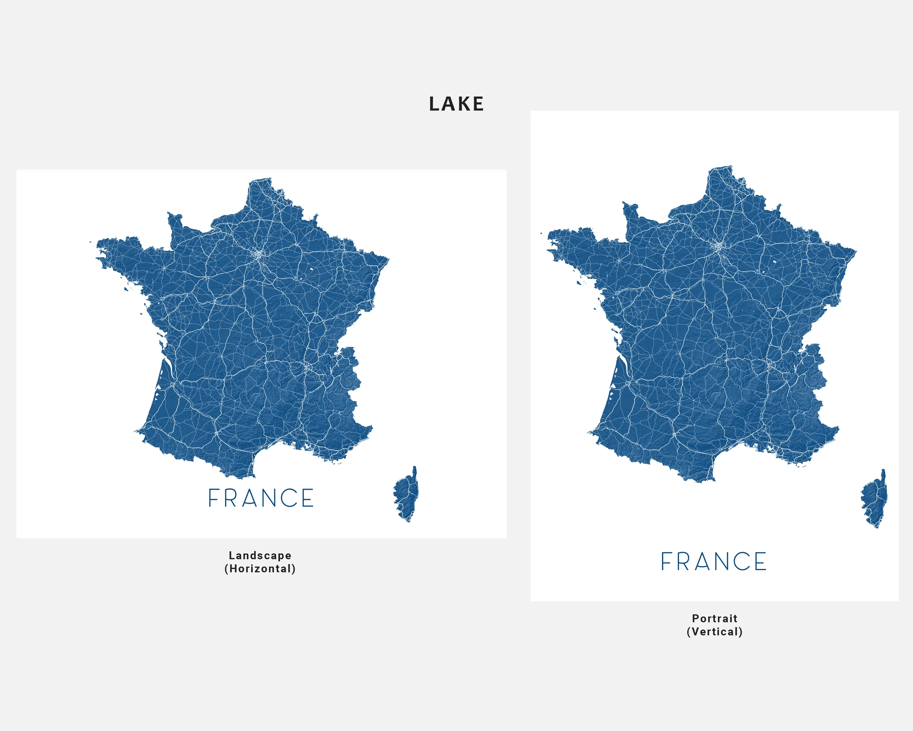 France Map Print, 3D Topographic France Country Wall Art Poster, Paris Marseille Lyon