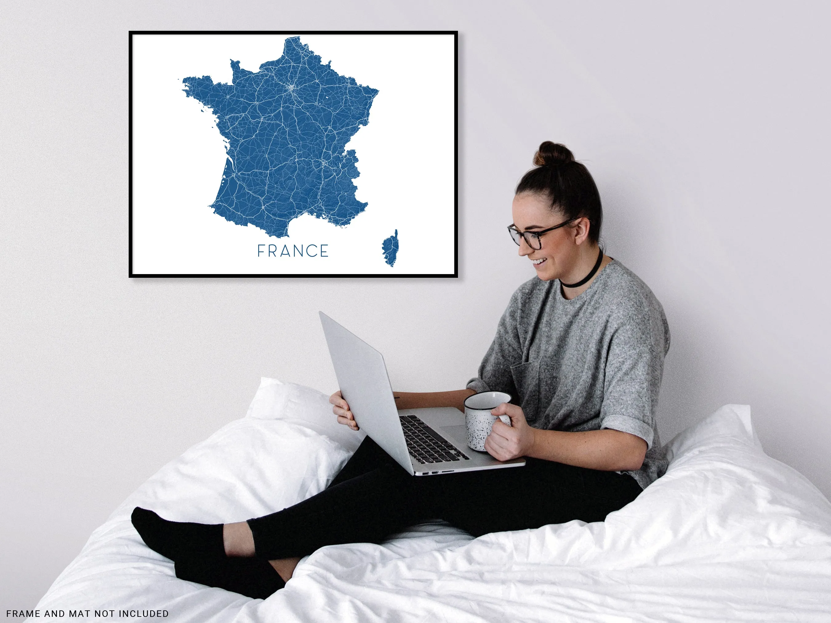 France Map Print, 3D Topographic France Country Wall Art Poster, Paris Marseille Lyon