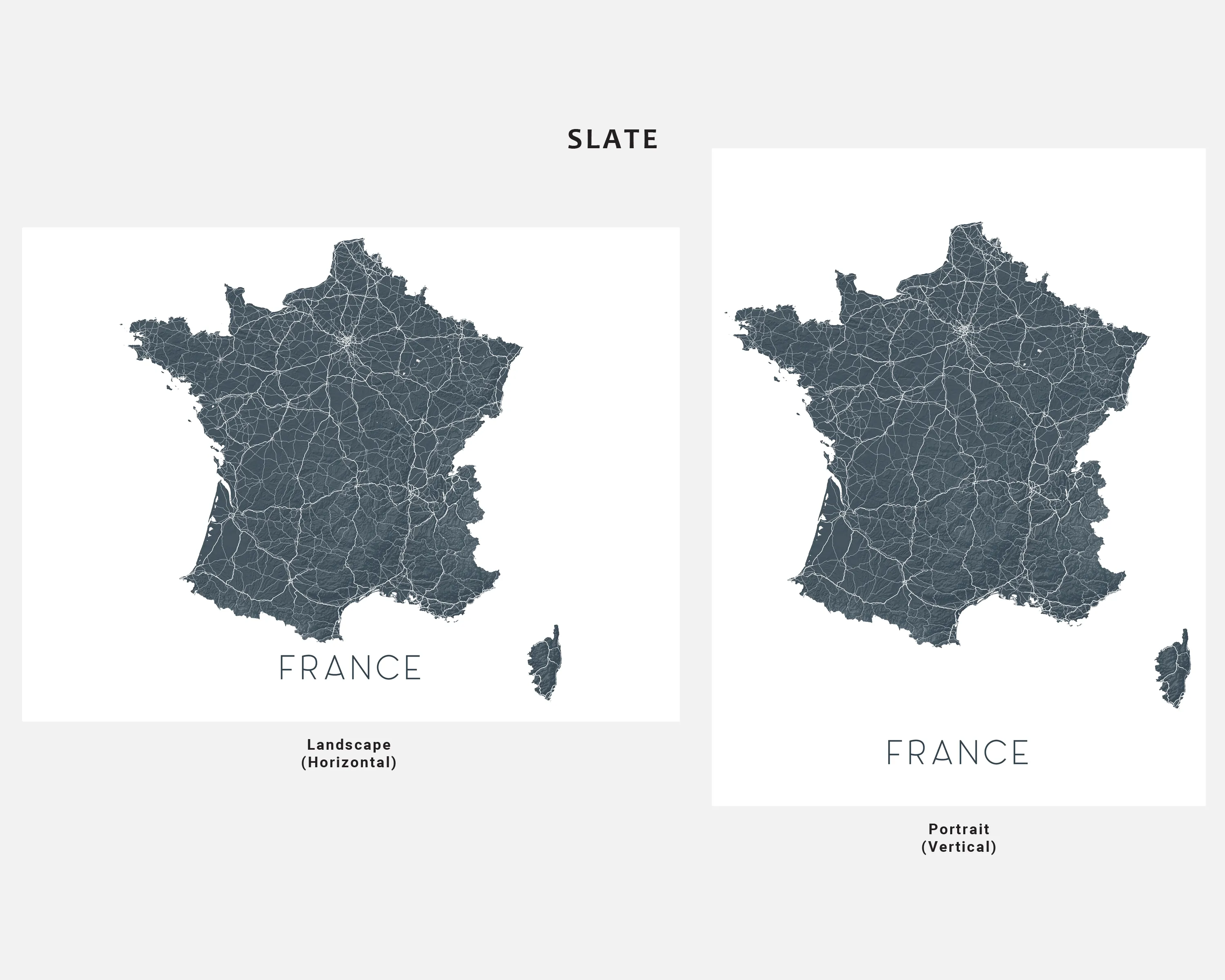 France Map Print, 3D Topographic France Country Wall Art Poster, Paris Marseille Lyon