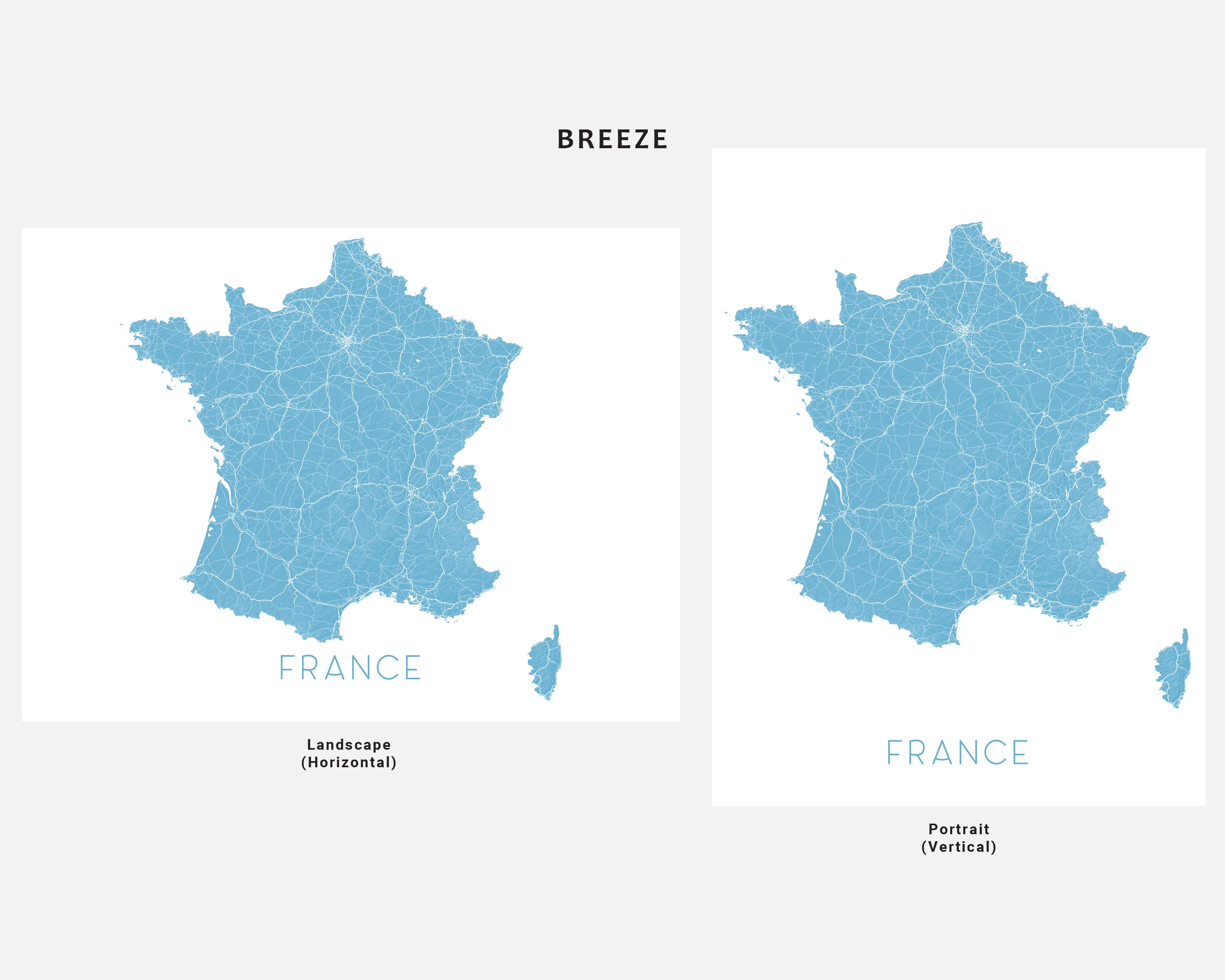 France Map Print, 3D Topographic France Country Wall Art Poster, Paris Marseille Lyon