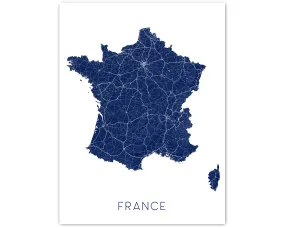 France Map Print, 3D Topographic France Country Wall Art Poster, Paris Marseille Lyon
